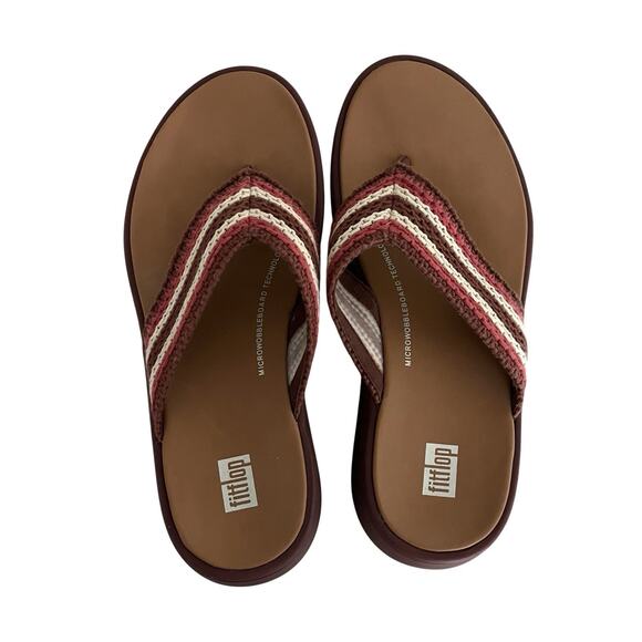 FitFlop F-Mode Crochet Flatform Sandals Clay Brown Sz 6 Boho Coastal Comfort - Picture 4 of 9